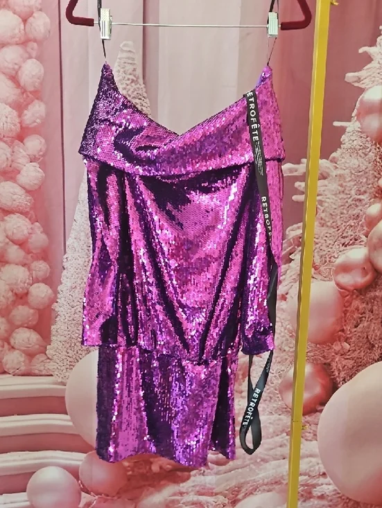 Retrofete Purple Sequin Mini Dress - Picture 7 of 11